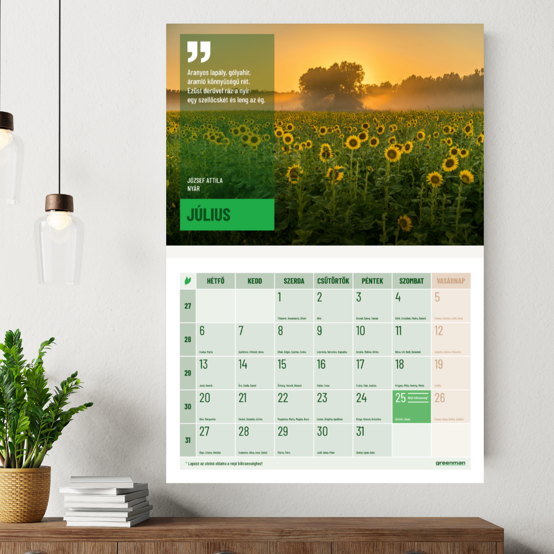 Greenman falinaptár Greenman falinaptár